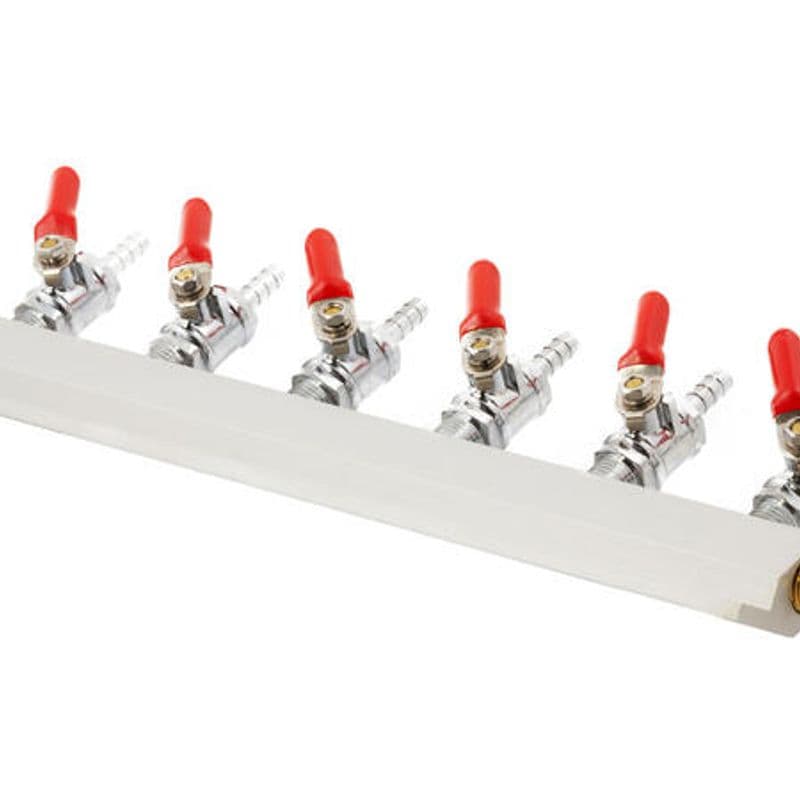 CO2 manifold med 6 uttak, 7 mm nippel