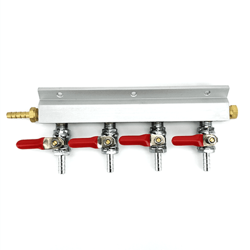 CO2 manifold med 4 uttak, 7 mm nippel